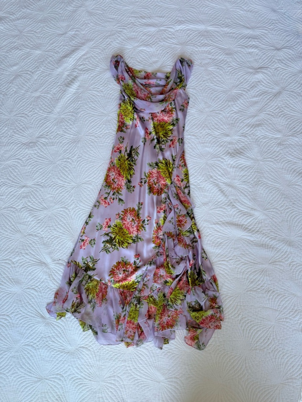 Cinq à Sept Chrysanthemum Ray Silk Floral Midi Dress, Purple | Size 6 - Picture 3 of 9